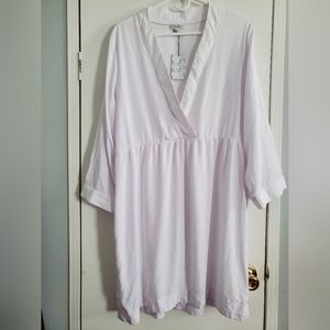Milk and Roses XXL Plus size white midi dress shirt style dress.